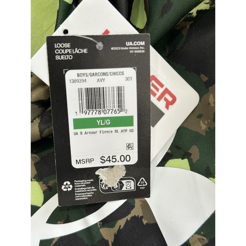 Under‎ Armour Boys Green Camo Lightweight Hoodie Size Large NWT - Picture 9 of 9